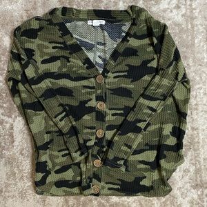 Camo Waffle Knit light weight sweater